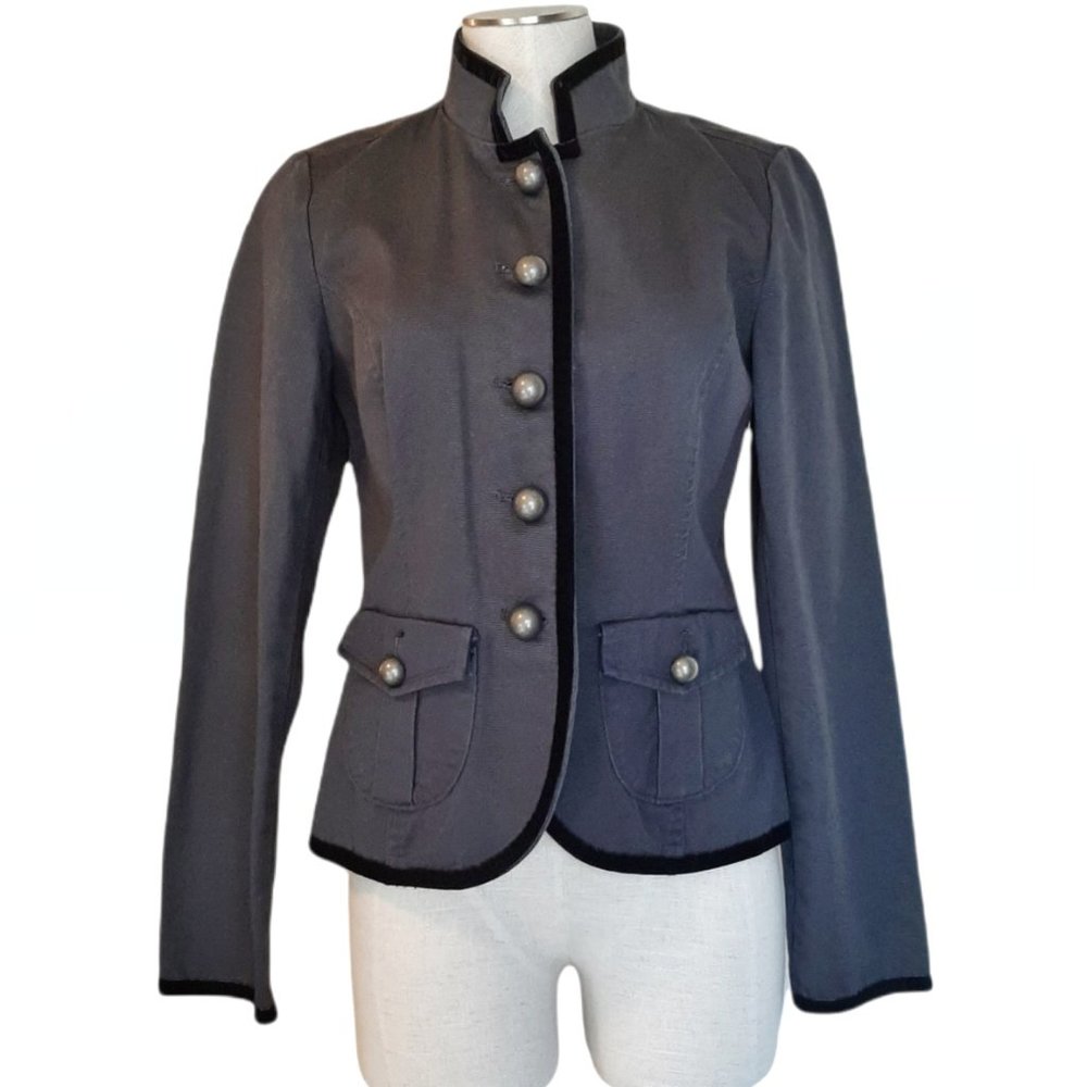 Calvin Klein Jeans Gray Cotton & Velvet Military Style Jacket M
